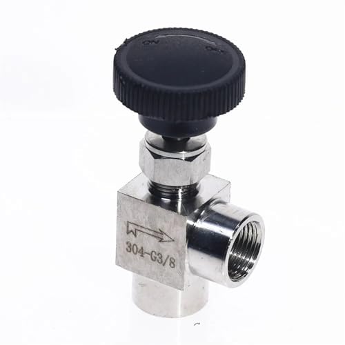 Válvula de aguja acero inoxidable 304 hembra BSP 1/2 ángulo recto para tuberías de agua y gasóleo 2