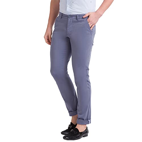 Image of Parx Men's Cotton Blend Yarn Dyed Pattern Low Rise Tapered Fit Flat Front Casual Trouser