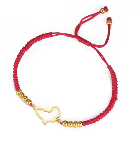 UNIFT Pulsera de mapa de África para mujeres y hombres, acero inoxidable, minimalista, hueco, corazón, mapa de África, contorno del continente con cuentas, tejido colorido, pulseras ajustables,