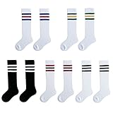 Xiyadun Unisex Toddler & Childs Cotton Knee High Calf Stripe Athletic Tube Socks(5-7 Years)