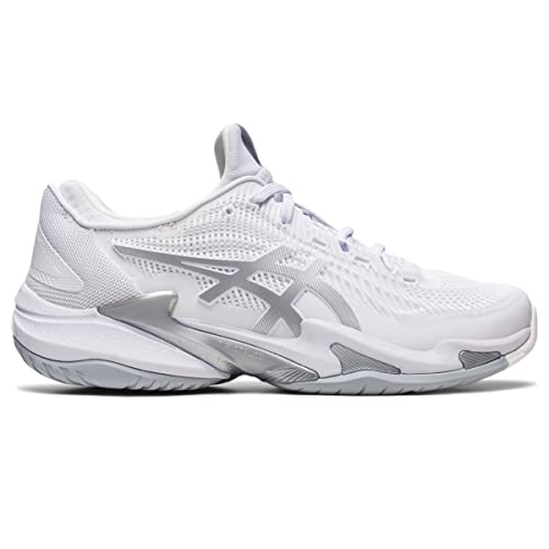 Asics Women's Court Flytefoam 3 Tennis Shoes, 7.5, White/Pure Silver #TOP3