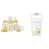 Medela Breast Milk Storage Bottles, 3 Pack of 5 Ounce Breastfeeding Bottles with Slow Flow Nipples & Breast Milk Storage Bags, 100 Count, Ready to Use Breastmilk Bags for Breastfeeding