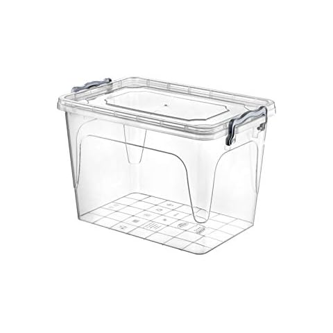 Muddy Hands Heavy Duty Clear Plastic Storage Box with Lid Clip Locking Stackable Container (13 Litre Deep) Cover