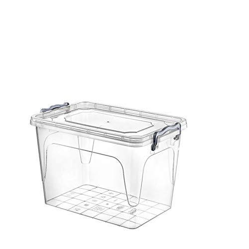 Muddy Hands Heavy Duty Clear Plastic Storage Box with Lid Clip Locking Stackable Container (13 Litre Deep)