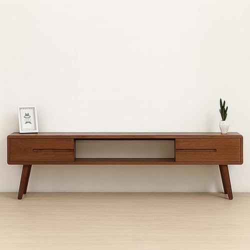 Image of Streem Solid Sheesham Wood Entertainment TV Unit for Living Room | Media TV Cabinet | Open Shelf & 2 Door Drawer Storage | 120 CM | Floor Mount