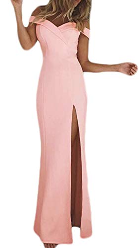 OKWIN Sexy épaule Longue Robe Fendue Côté Femmes Slim élégante Soirée élégante Maxi Party Dress