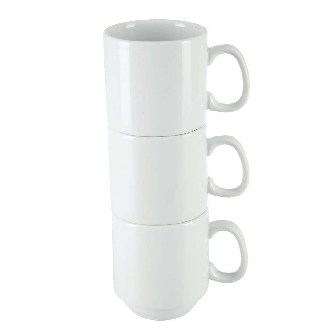 Olympia Whiteware Stapelbecher 284ml / 10oz (12er-Pack), weißes Porzellan, Tee- und Kaffeebecher, Gastronomiebedarf, spülmaschinenfest, mikrowellen- und spülmaschinenfest, passend zu Untertassen Y102 & CB463 | CB461