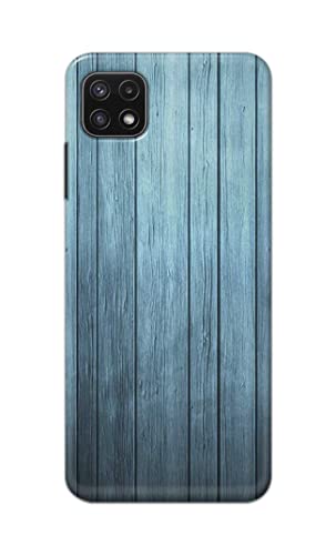 Image of Printed Hard Back Cover Case for Samsung Galaxy A22 5G | A22s 5G | Samsung F42 5G Back Cover (Wooden Blue) -1302