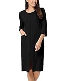 Women Cozy Summer House Robes Collar with Zipper Design Black XL