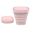 Mini wasmachine klein draagbare opvouwbare camping wasmachine (opgevouwen hoogte: 11 cm) elektrische kleine turbo reiswasmachine voor enkele appartementen (roze)