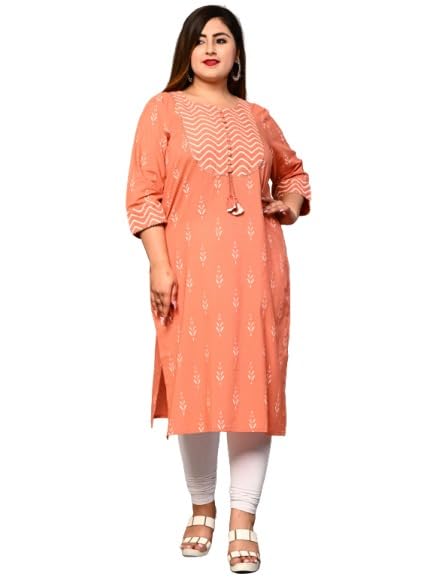 Women Printed Pure Cotton Plus Size Straight Kurta