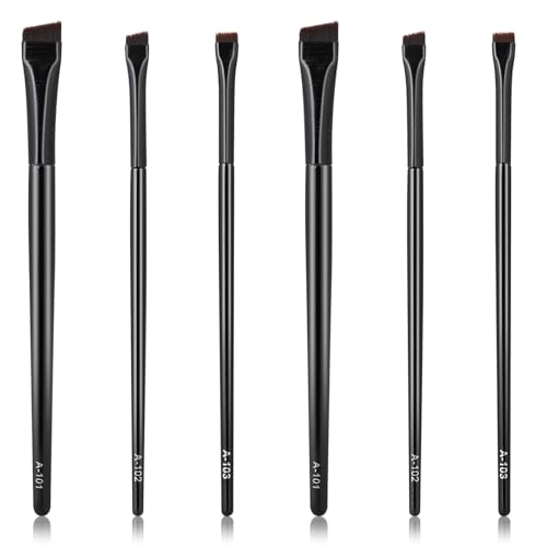 6pcs Ultra Thin Flat Eyebrow Tint Brushes - Angled Eyeliner & Precision Eye Makeup Brushes, Brow Stain Tool