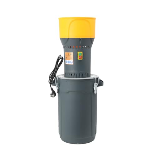 Elektrische Getreidemühle mit 25L Eimer, 1000 Watt Elektromotor,6,5L Einfülltrichter, 300 kg/h, Schrotmühle mit Edelstahlklinge, fünf Siebe inkl., Zerkleinerer für Getreide, Futterherstellung