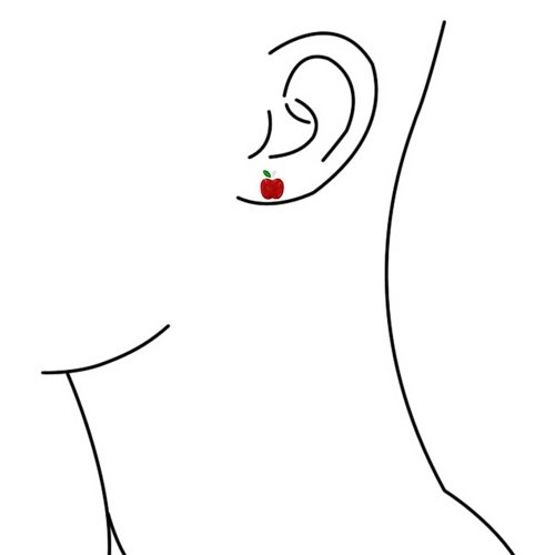 Small Teachers Pet Red Food Fruit Apple Stud Earrings For Women For Teen .925 Sterling Silver #TOP2