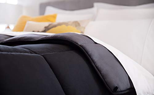 Image of Linenspa Reversible Down Alternative Comforter and Duvet Insert, for Queen Size Bed - All-Season Comforter with Box Stitch and 8 Duvet Loops - Bedding for Kids, Teens, and Adults - Black / Graphite