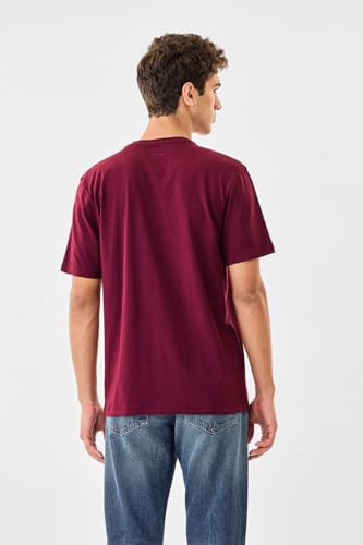 Image of SNITCH Men Slim Fit Cotton Lycra T-Shirt | Minimalist Pullover Short Sleeve Crew Neck Styling | Breathable Stretchable Soft Texture Casual Everyday Wear Plain Tee