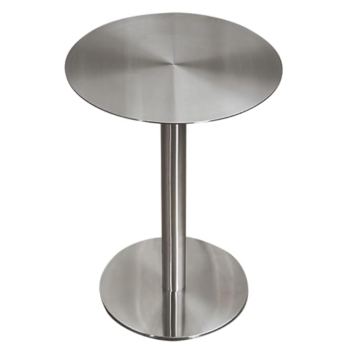 Failjierue Mesa de bistró de Acero Inoxidable con Altura de mostrador, Mesa Auxiliar pequeña para Bar al Aire Libre, Cocina y Comedor de Pub(50x74cm)