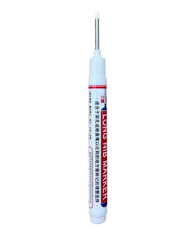 MSA 4 x Long Head Long Nib Nose Markers Deep Hole Marker Pen Woodworking Metalwork Multi-purpose (White)