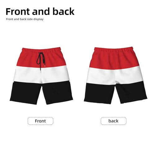 Yemeni Flag Youth Beach Pants, Soft and Breathable, with Drawstring Waist, Suitable for Sports and Leisure.2
