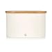 Swan Nordic Panera de Mesa para Guardar, Tapa Tabla de Cortar de Bambú, Contenedor de Acero al Carbono para Almacenamiento de Pan y Bollería, Bread Bin, Diseño Moderno, Blanca, Talla única