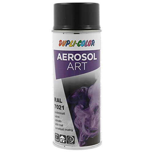 DUPLI-COLOR AEROSOL ART RAL 7021 schwarzgrau seidenmatt 400 ml, Spraylack für vielseitigen Einsatz, schnelltrocknend, hohe Deckkraft, für Innen- und Außenbereiche geeignet