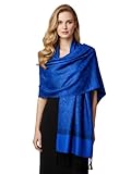 PASKMLNA Paisley Jacquard Pashmina Shawl Wrap Scarf Stole (018-108Blue black)