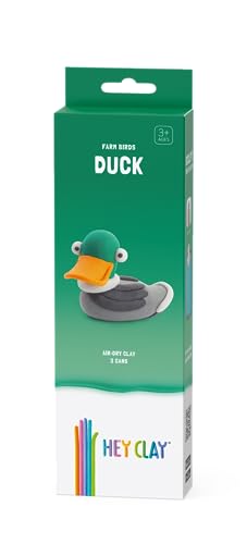 Image of HEY CLAY Modelling Air-Dry Clay with Fun Interactive App - Non-Toxic, Non-Stick Modeling Clay Crafts Set for Kids Ages 3 to 8-3 cans (Farm Birds: Duck)