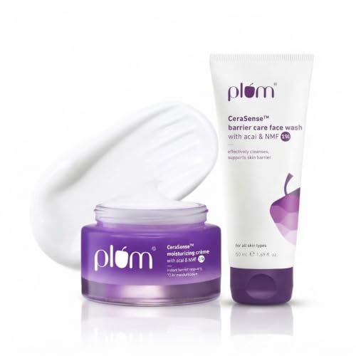Image of Plum CeraSense Barrier Repair Moisturizer 50g + Face Wash 50ml | Ceramides & Peptides | 72-Hr Moisturization | Gentle, Fragrance-Free & Non-Comedogenic | Dry & Sensitive Skin
