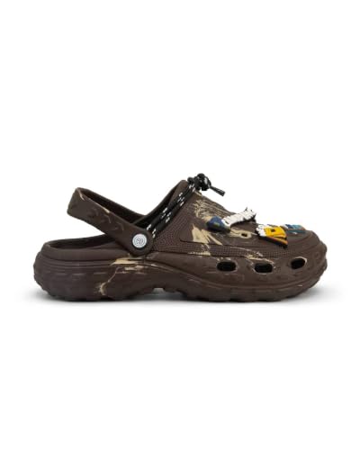 Image of Bacca Bucci x Discovery Camping Hero EVA Slides for Men, Marble Finish Clogs with Charms, Cushioned Lightweight Slip-On Sandals with Heel Strap