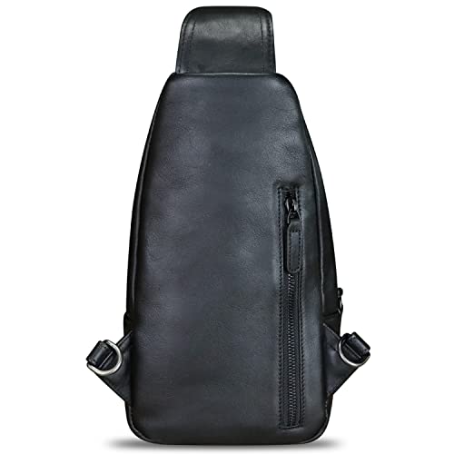 Genuine Leather Sling Bag Multifunction Crossbody Hiking Fanny Daypack Vintage Chest Shoulder Backpack Motorcycle Purse (Darkgray)3