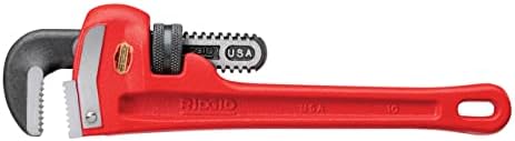 RIDGID 31010 10-inch Heavy-Duty Straight Pipe Wrench, 10-inch Plumbing Wrench,Red