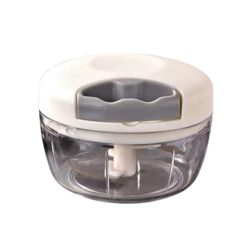 みじん切り器、チョッパー、簡単みじん切りチョッパー、ふたも洗える みじん切り器、チョッパー プロ、保存蓋 泡立て付き、調理器具 みじん切り、3/5枚刃、5枚刃 スーパーデラックス コンパクト 紐を引くだけ簡単 (ホワイト,500ml)