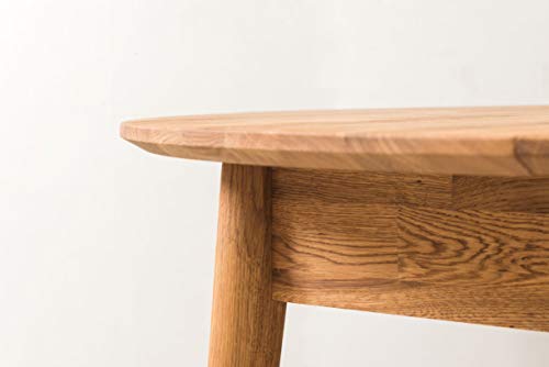 NORDICSTORY Escandi 4 eettafel, uittrekbaar, rond, 120-155 cm, massief hout, eiken, ideaal voor keuken, woonkamer… - Image 7