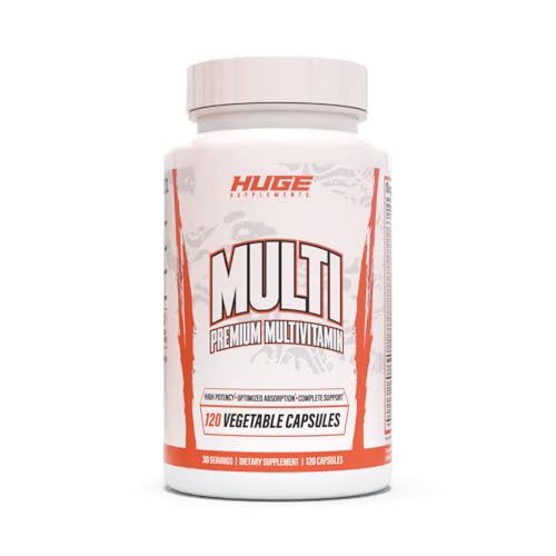Huge Multi, Multivitamin for Men, High-Performance All-in-One Formula for Athletes & Bodybuilding, Vitamin & Mineral Replenishment, Supports Immune System & Healthy Hormone Levels (120 Capsules)