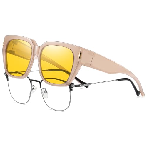 Image of HAOLOTA Night Vision Driving Glasses Fit Over Glasses