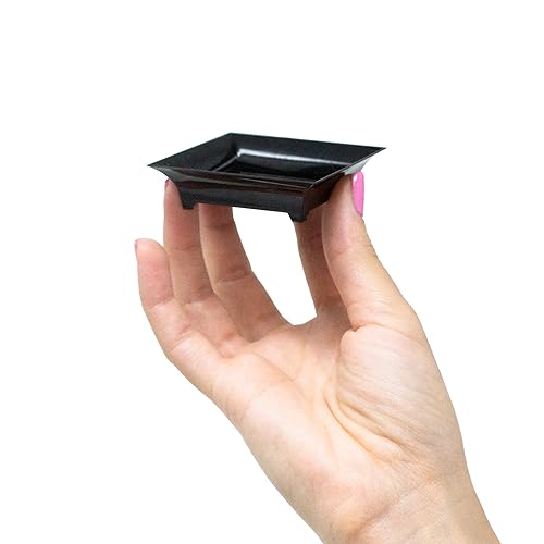 720-Pack-Tiny-Square-Black-Plastic-Tray-Mini-Appetizer-Plates-for-Party-Mini-Serving-Tray-Small-Appetizer-Serving-Sauce-Dish-Black-Disposable-Dessert-Plates-for-Weddings-and-Events-CMJJ