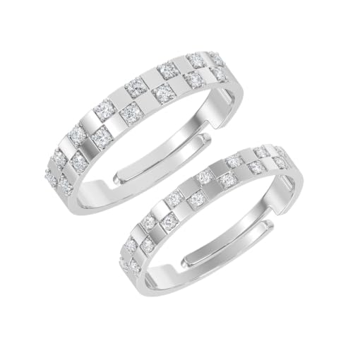 Image of Clara 925 Sterling Silver Adjustable Couple Ring for Men & Women