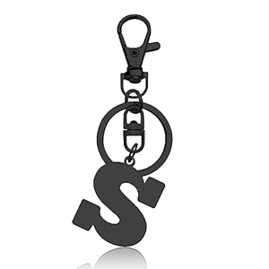 Initial Monogram A-Z Keychain 26 Black Letter Initials Keyring for Handbag Car Key Bag Keyring