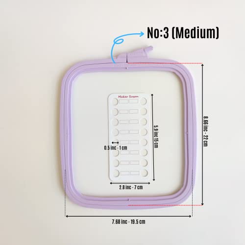 Nurge Lilac Medium Square Embroidery Hoop, Cross Stitch Hoop, Punch Needle Hoop With Maker Susan Thread-Floss Organizer Cards (Lilac, No:3 (Medium)) #TOP2