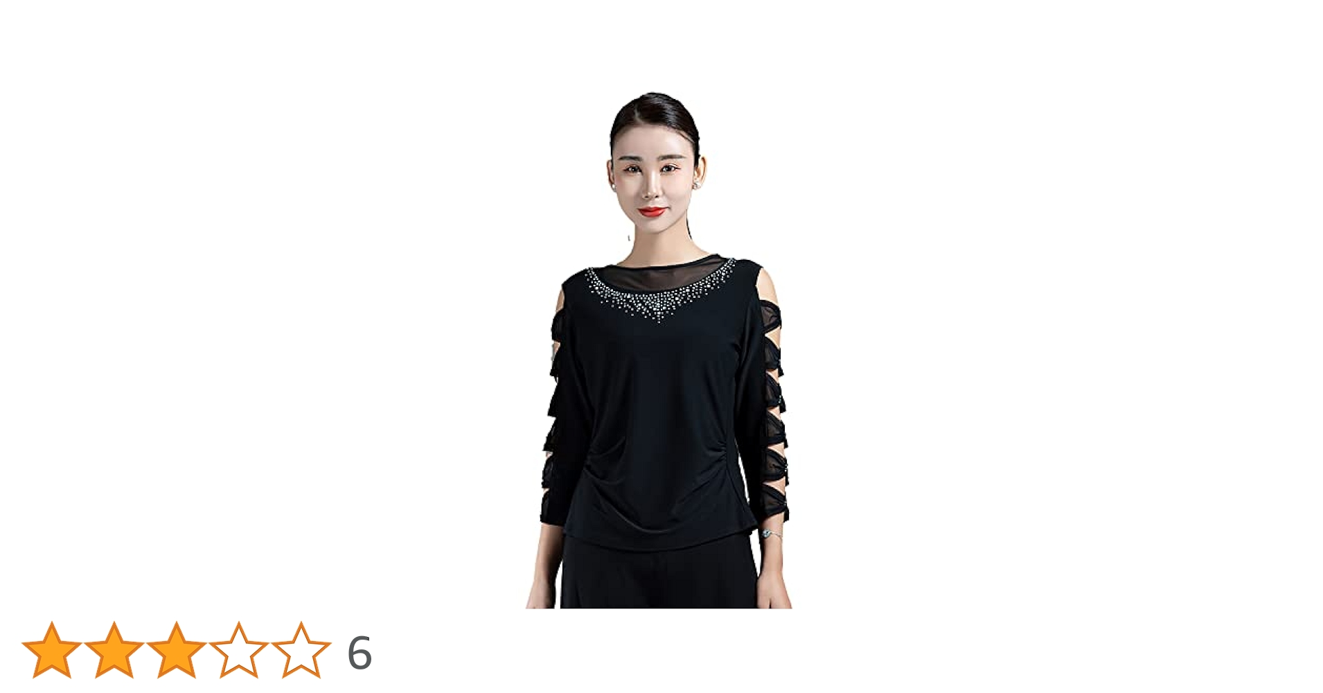 Amazon.co.jp: [STARRYDANCE] 社交ダンス トップス 黒 袖穴あき