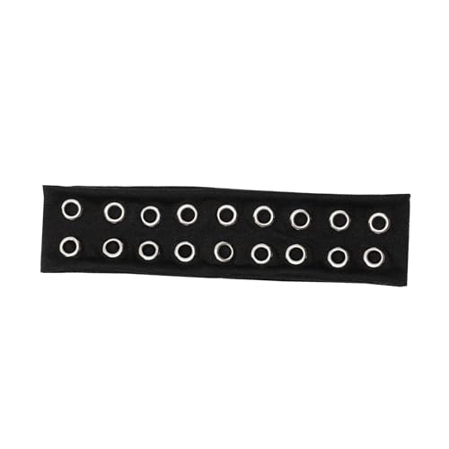 Uchyius Grommet Headband Y2k Wide Eyelet HeadbandS Elastic Hairband Grunge Accessories Punk Hair Accessories Stretchy Hair band for Women (Black Style-2)