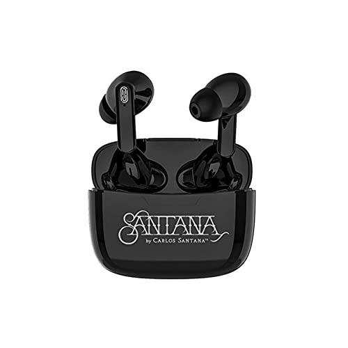 Mambo by Carlos Santana, True Wireless Earbuds Bluetooth Headphones with Charging Case, Bluetooth Earbuds with Voice Isolating Microphone, Deep Bass Stereo Headsets for Sports & Gaming (Black)