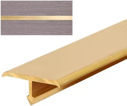 Brushed Brass T-Molding Floor Transition Strip - Seam Binder for Tile to Wood, Entry Doorways, Laminate Floor Cover, Durable and Stylish Threshold Solution