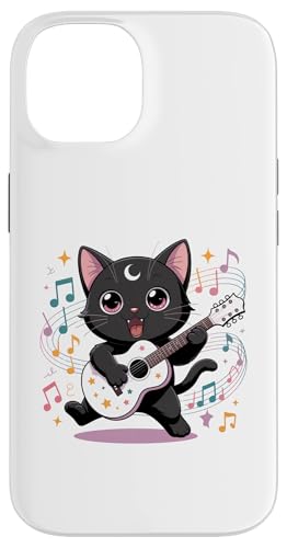 Black Cat Guitar Rock Kawaii Goth Girl Ropa Rosa Gótica Carcasa para iPhone 14 Black Cat Guitar Rock Kawaii Goth Girl Ropa Rosa Gótica Carcasa para iPhone 14