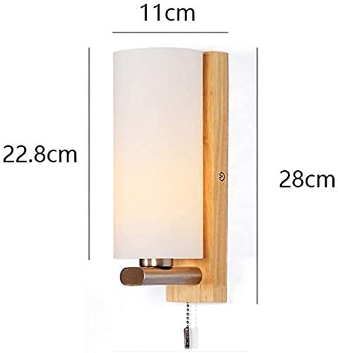 Aplique de pared LED nórdico en madera maciza con interruptor de cable para dormitorio 8