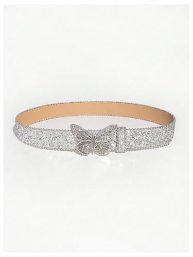 GORGLITTER Women's Y2k Belt Sequin Glitter Butterfly Glitter PU Leather Hip Hop Waist Belts2