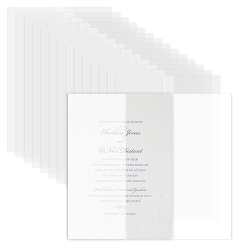 38 Piezas de Papel de Vitela Blanco para Invitaciones, 13x18cm Papel Vitela para Invitaciones de Boda, Preplegado, Translúcida,para Tarjetas de Felicitación, Baby Shower, Cumpleaños, Inauguración Casa
