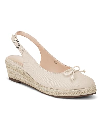 Image of Womens Closed Toe Espadrilles Wedges Shoes Platform Slingback Mid Low Heel Canvas Bow Dress Sandals