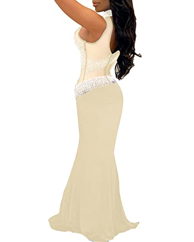 Image of PORRCEY Women's Sexy Elegant Rhinestone Bodycon Dress Hot Drilling Clubwear
