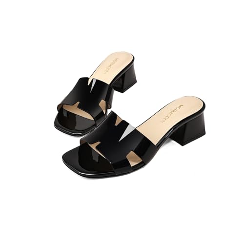 Image of Women's Chunky Open Toe Low Block Heels Kitten Dressy Heels for Women Low Heel Sandals for Women Summer Comfy Heels